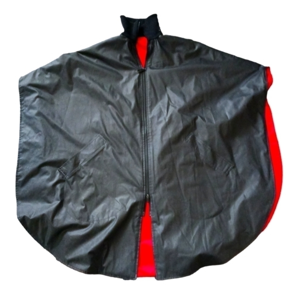 Black and Red Zippered Raincoat